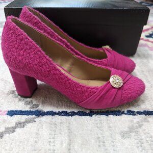 Talbots Ellery block heel pumps fuchsia boucle